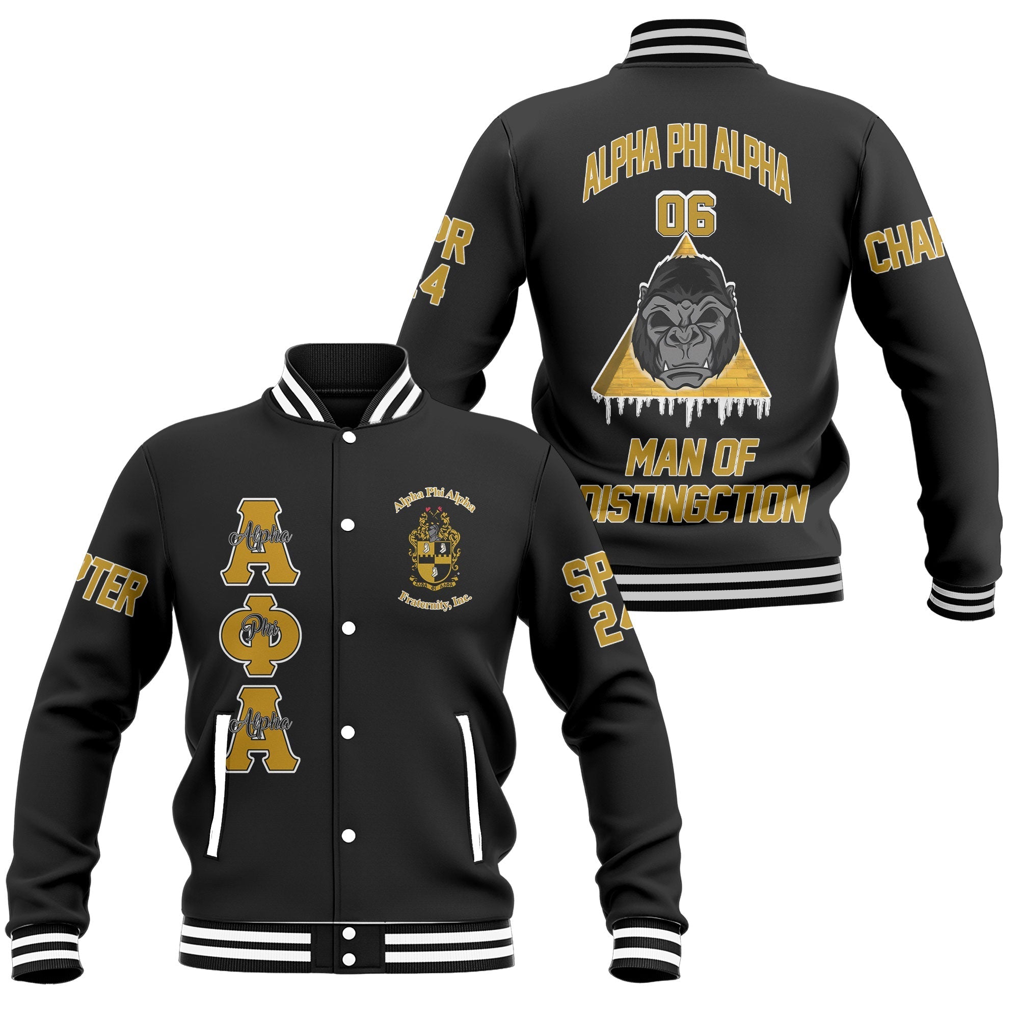 Customized Alpha Phi Alpha Baseball Jacket Black For Men Women