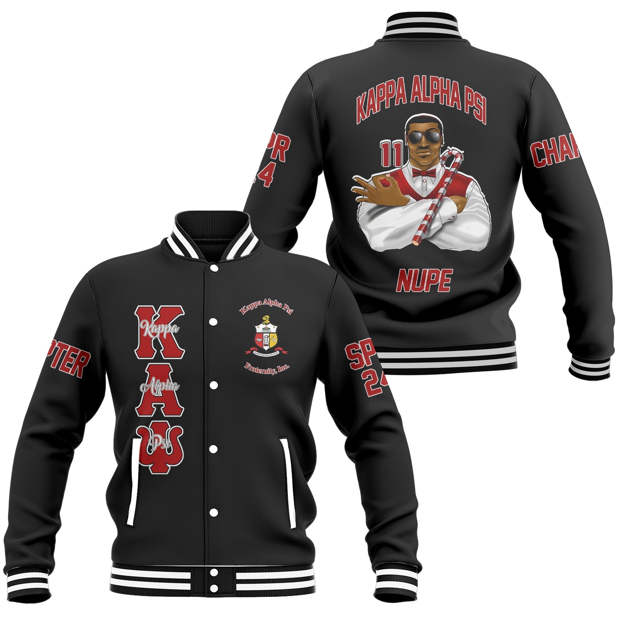 Customized Kappa Alpha Psi Baseball Jacket Black For Men Women