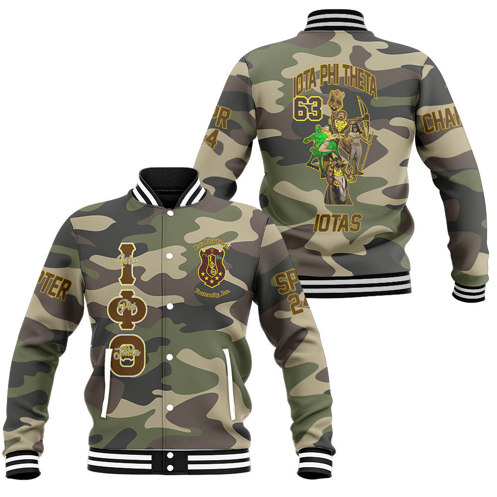 Customized Iota Phi Theta Baseball Jackets Camouflage The Iota Centaur Crew Style