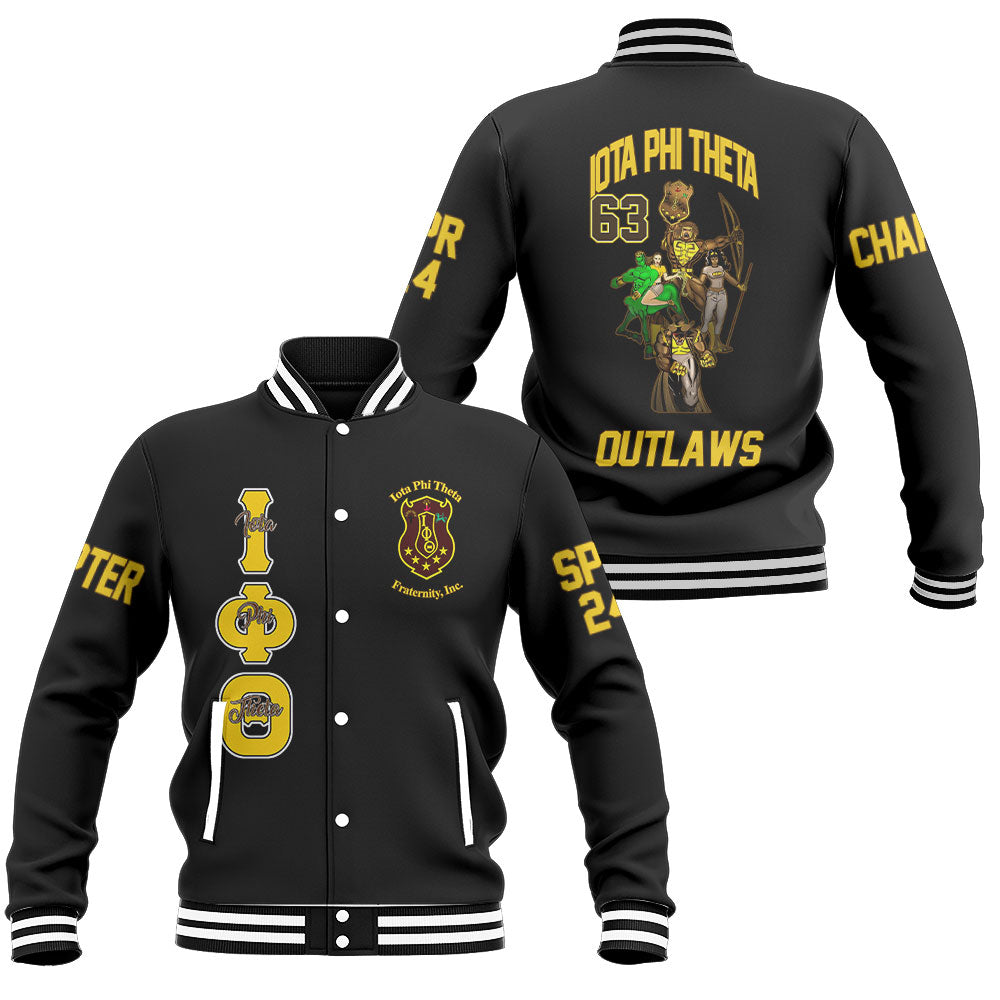 Customized Iota Phi Theta Baseball Jackets Black The Iota Centaur Crew Style