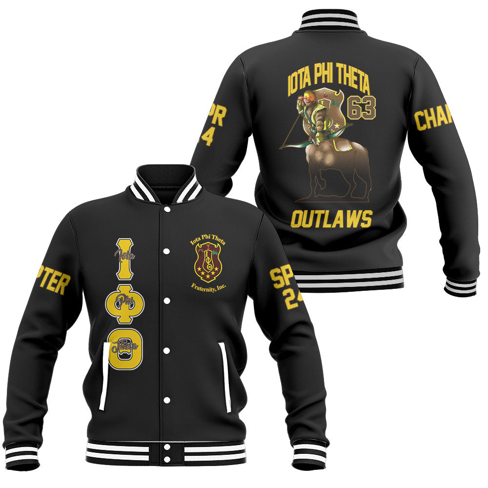 Customized Iota Phi Theta Baseball Jackets Black The Iota Centaur Warrior For Women Men