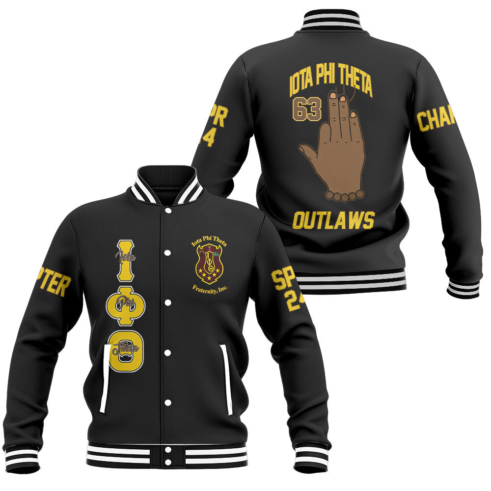 Customized Iota Phi Theta Baseball Jackets Black Ipt Handsign Style