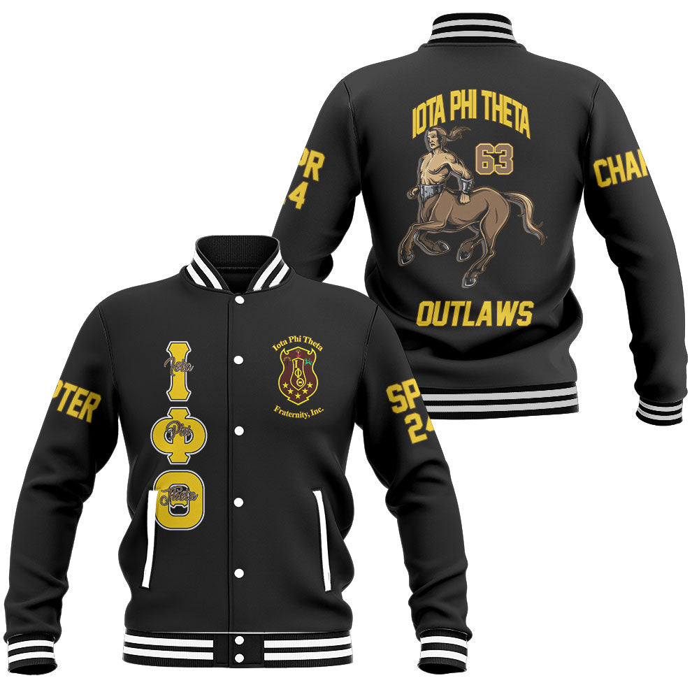 Customized Iota Phi Theta Baseball Jackets Black The Iota Centaur Warrior For Men Women