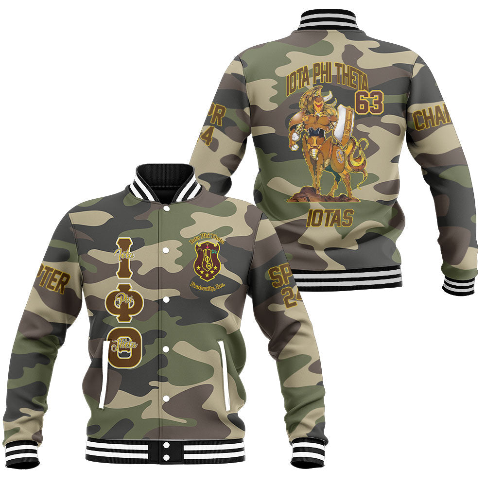 Customized Iota Phi Theta Baseball Jackets Camouflage The Iota Centaur Warrior Style