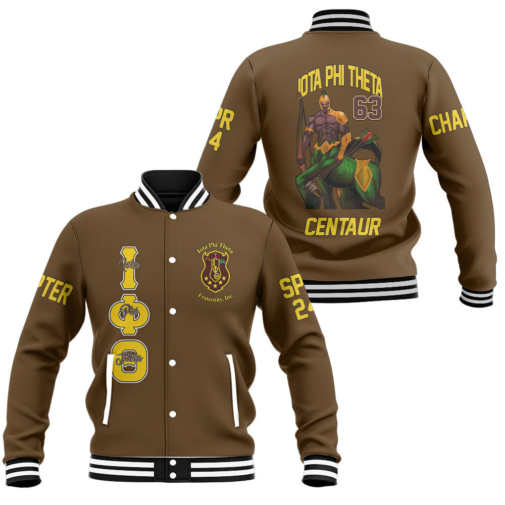 Customized Iota Phi Theta Baseball Jackets Brown The Iota Centaur Warrior