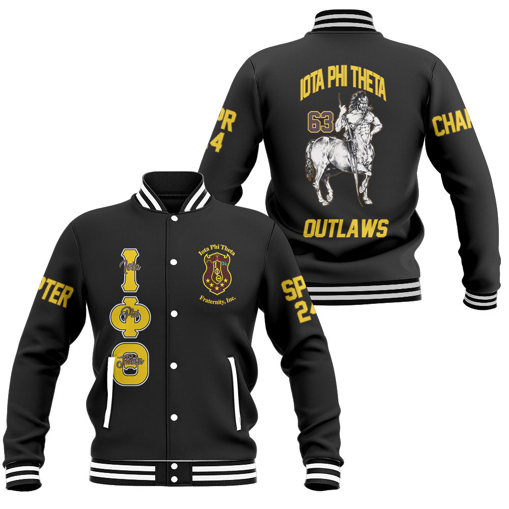 Customized Iota Phi Theta Baseball Jackets Black The Iota Centaur Warrior For Men & Women