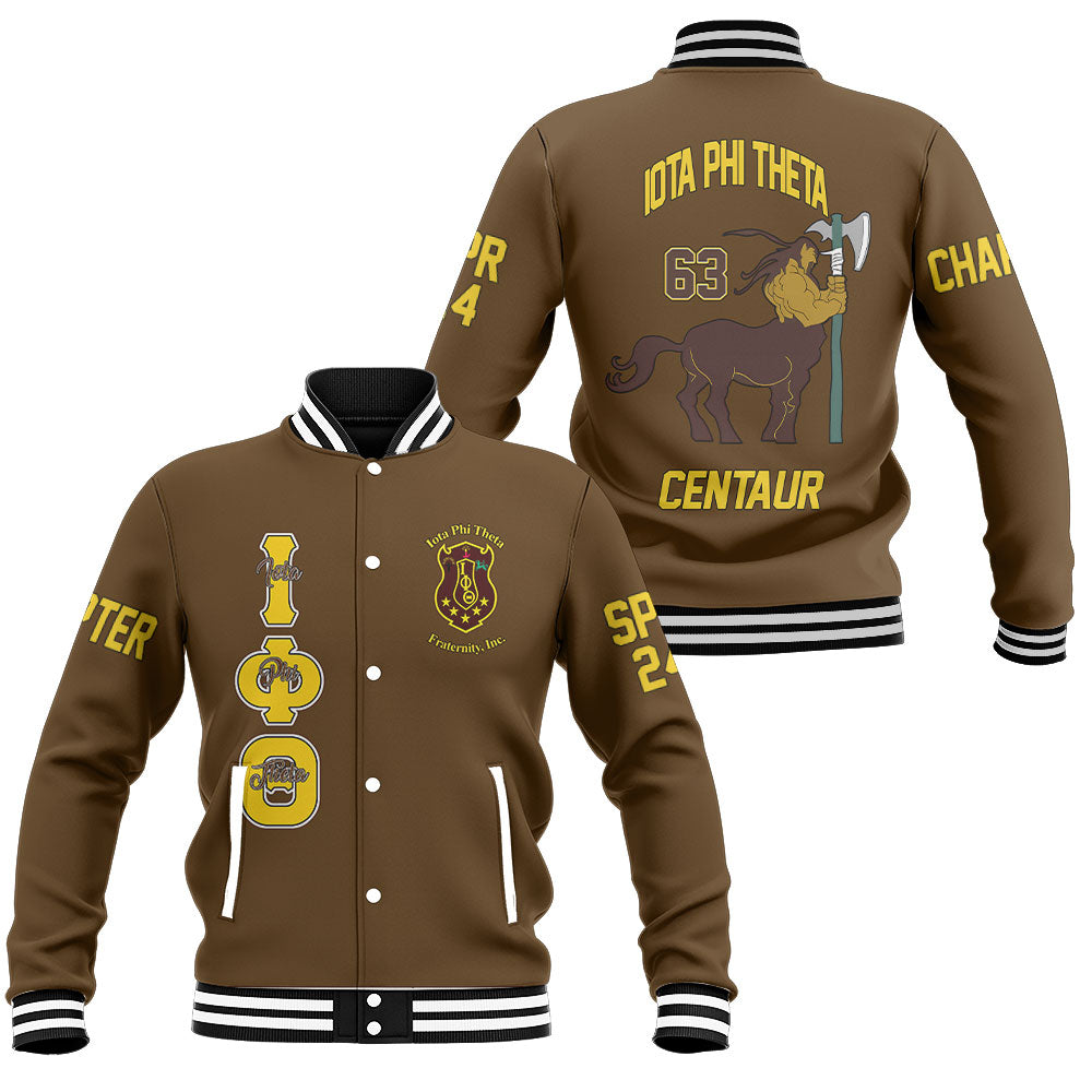 Customized Iota Phi Theta Baseball Jackets Brown The Iota Centaur