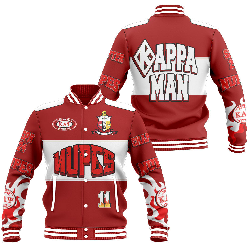 Customized Kappa Alpha Psi Baseball Jacket Crimson Flame Style