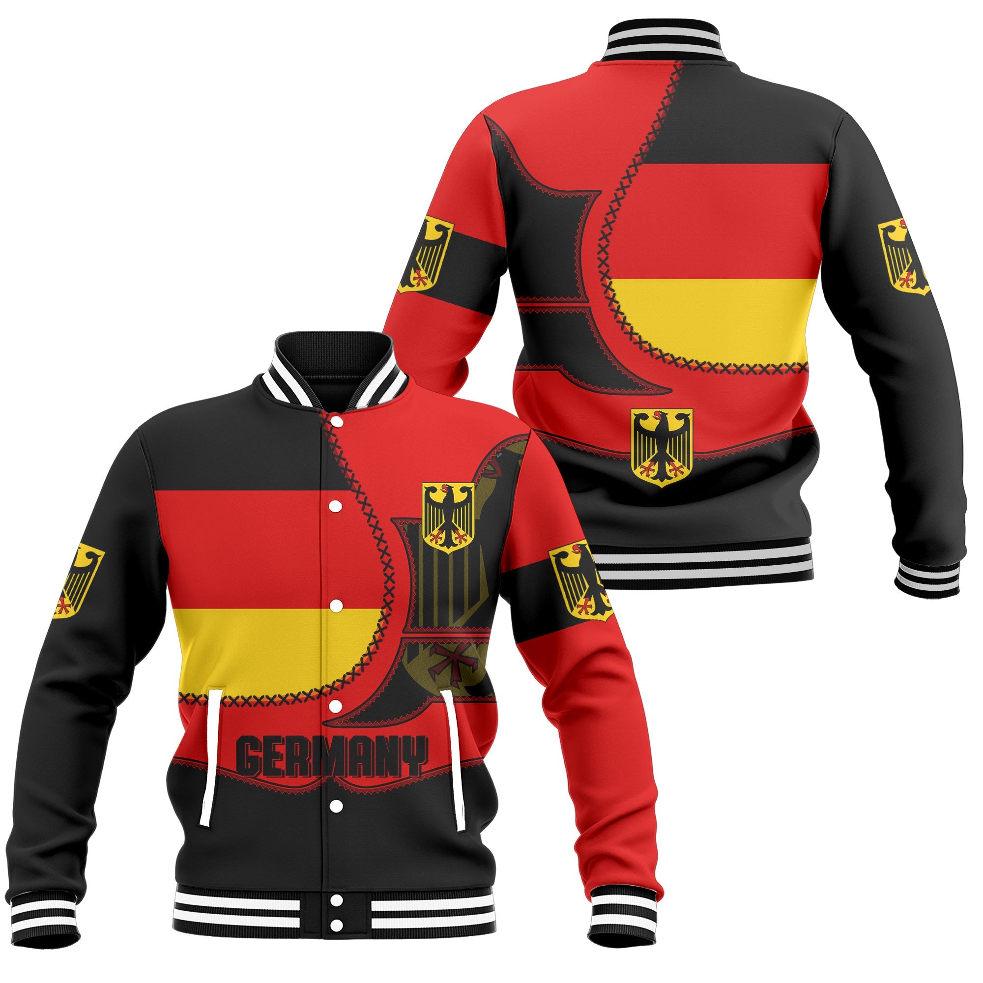 Germany Baseball Jacket Flag & Coat Of Arms Leather Style