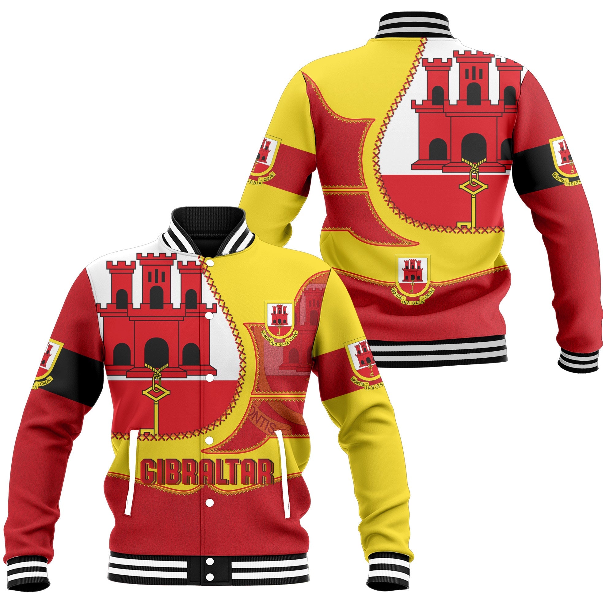 Gibraltar Baseball Jacket Flag & Coat Of Arms Leather Style