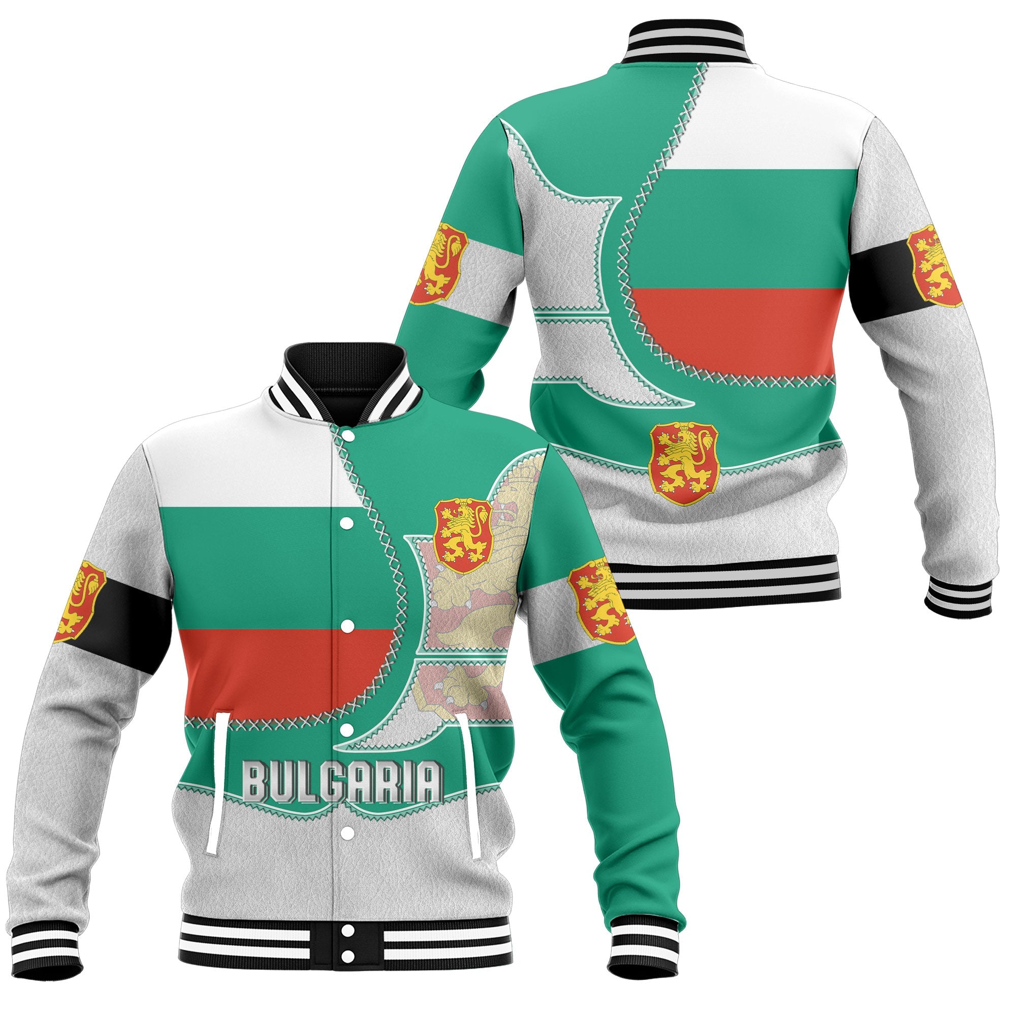 Bulgaria Baseball Jacket Flag & Coat Of Arms Leather Style
