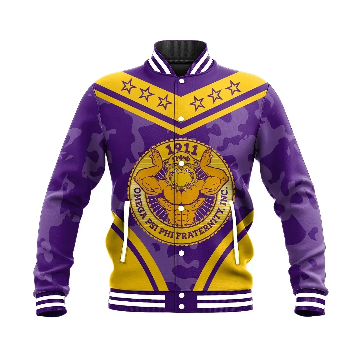 Omega Psi Phi Camouflage Baseball Jacket
