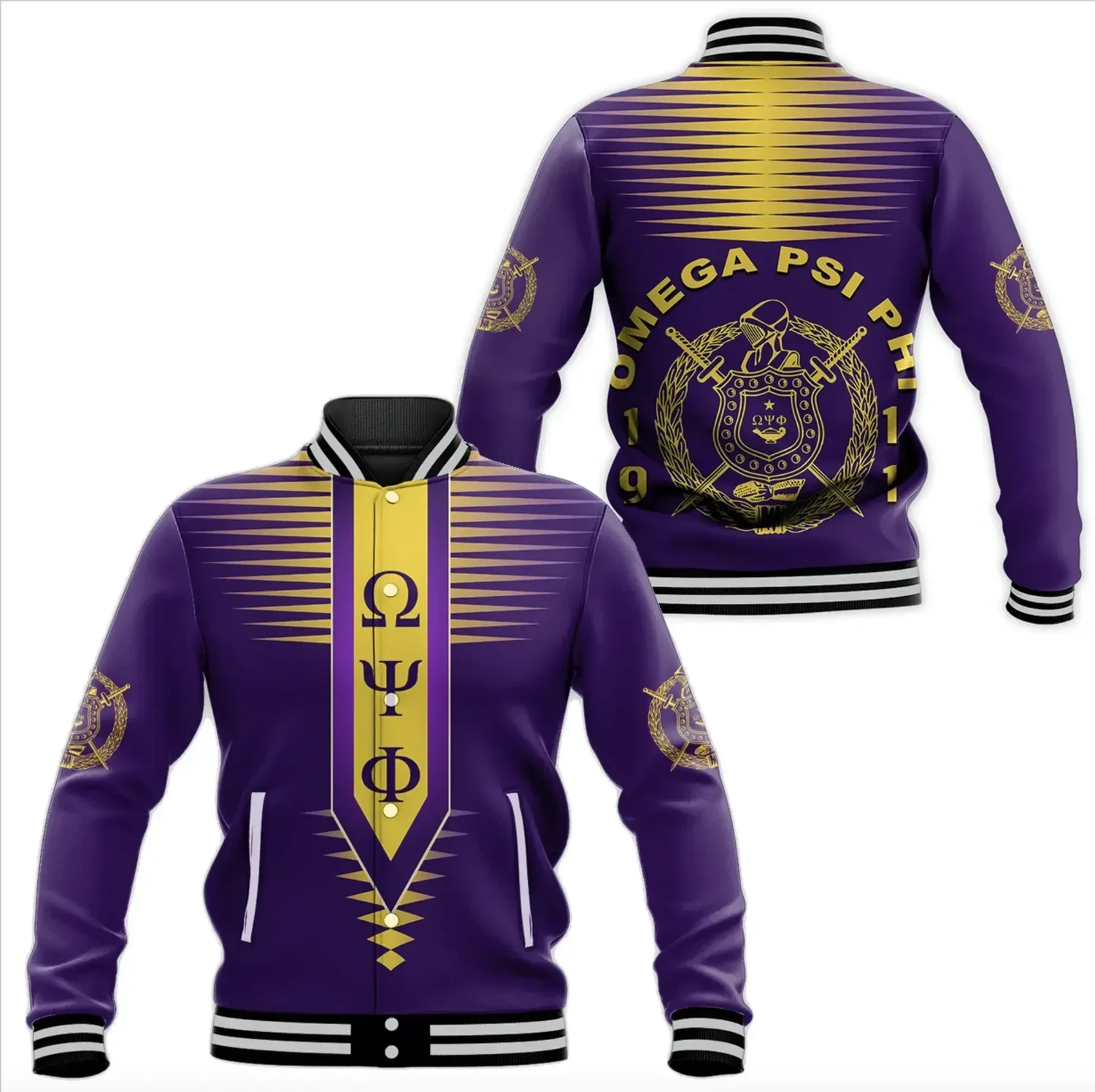 Omega Psi Phi Fraternity Original Style Baseball Jacket
