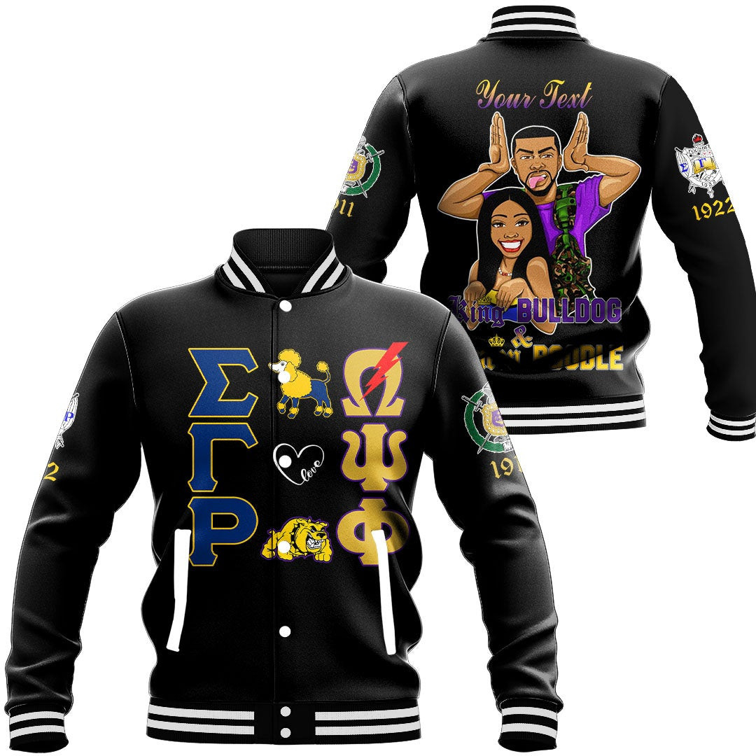 Couple Omega Psi Phi And Sigma Gamma Rho Baseball Jackets