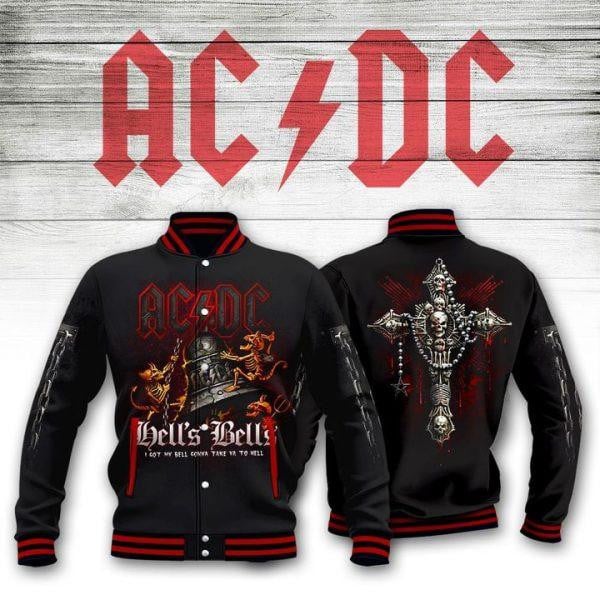 Acdc Music Band Acdc Band Logo Ac Dc Hells Bells Baseball Jacket