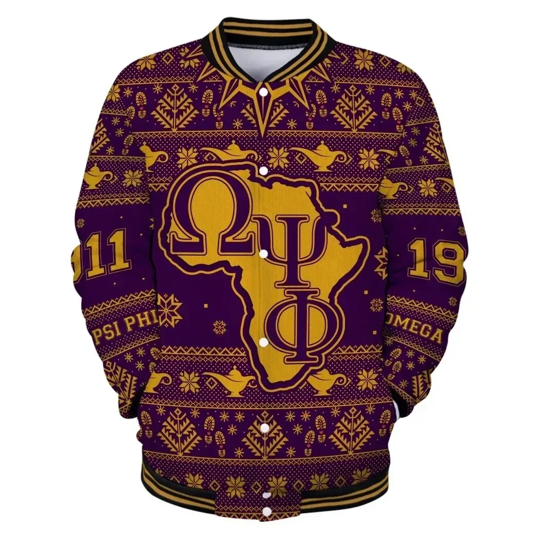 Omega Psi Phi Africa Map Christmas Baseball Jacket
