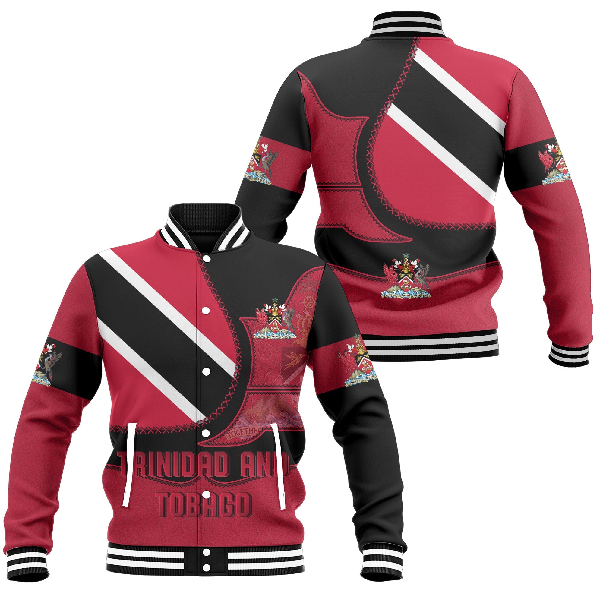 Trinidad And Tobago Baseball Jacket Flag & Coat Of Arms Leather Style
