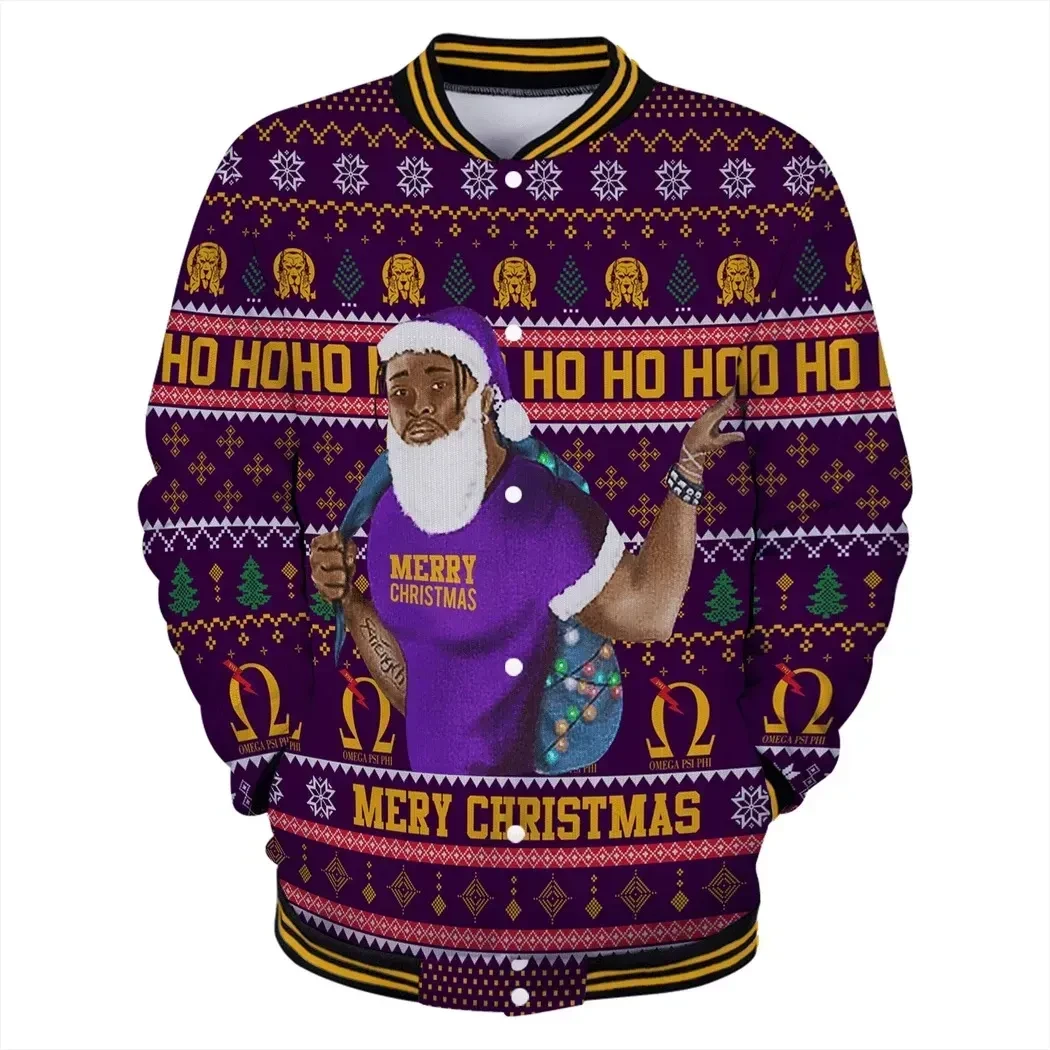 Lux Man Hohoho Christmas Omega Psi Phi Baseball Jacket