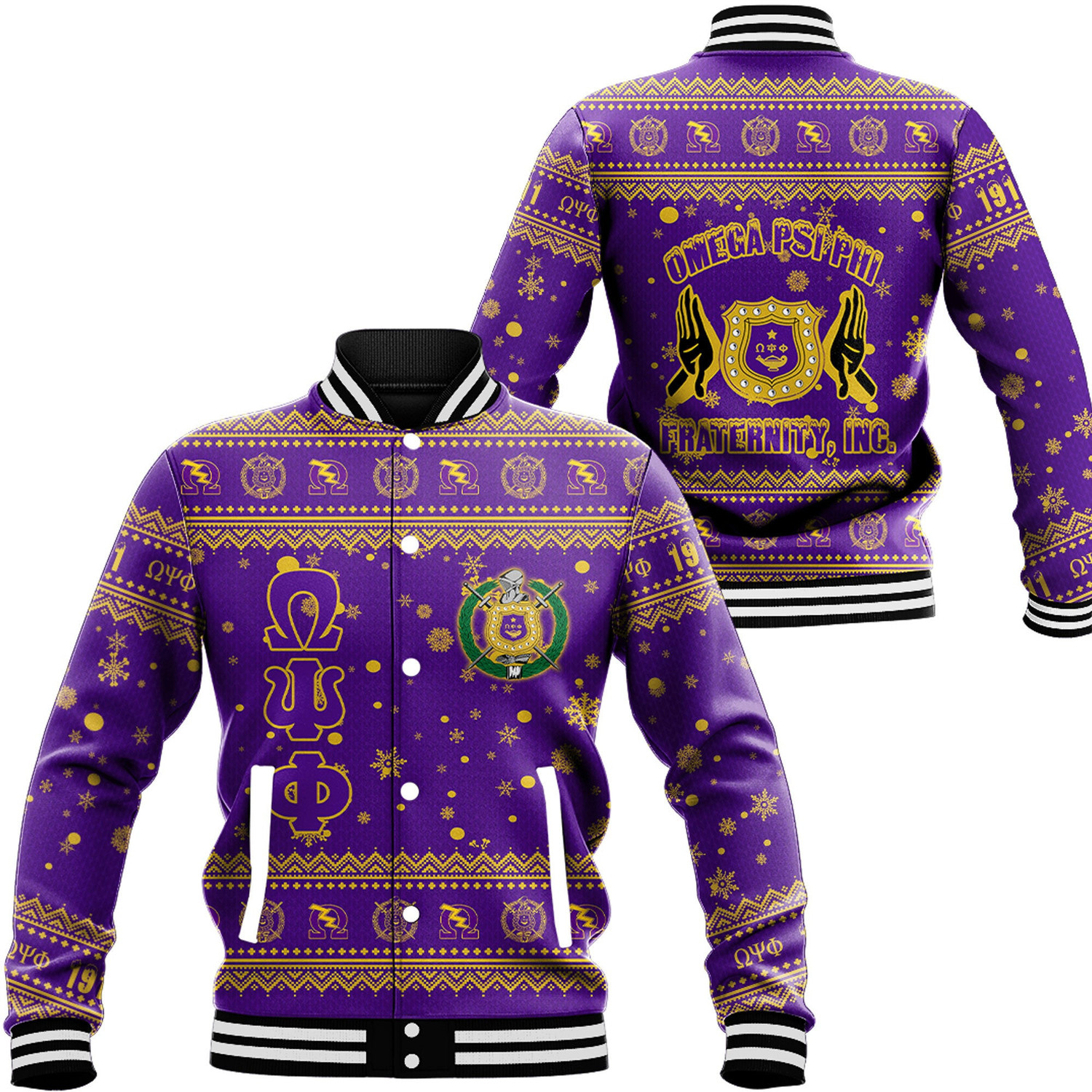 Omega Psi Phi Christmas Baseball Jackets