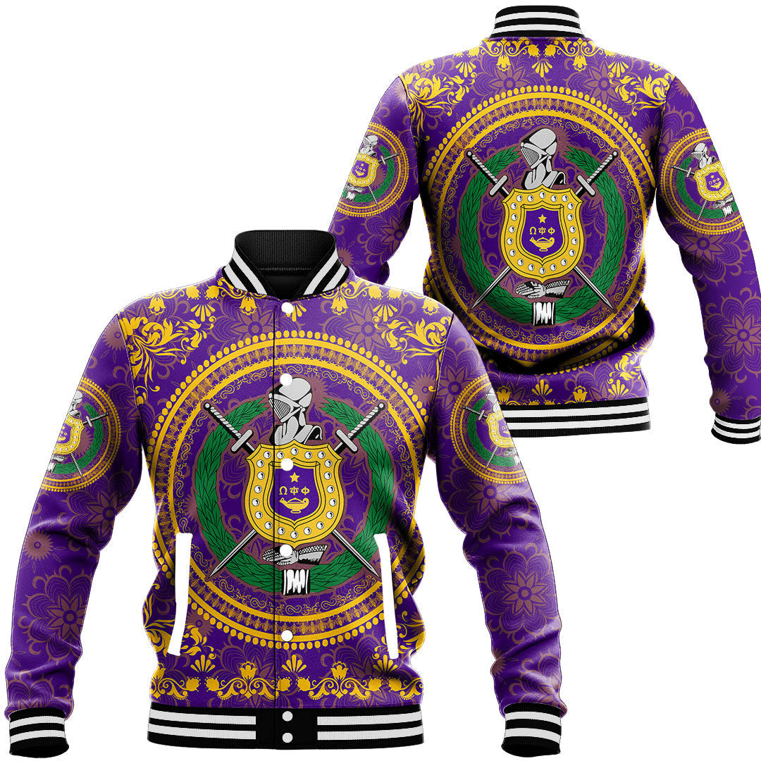 Omega Psi Phi Floral Pattern Baseball Jackets