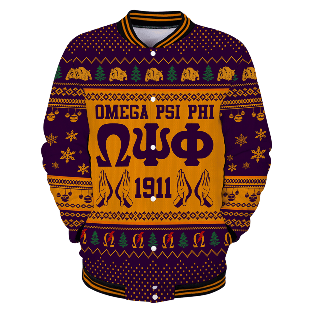 Omega Psi Phi Handsign Christmas Baseball Jackets