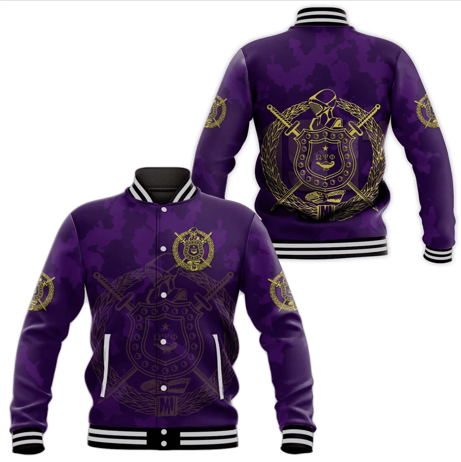 Omega Psi Phi Fraternity Baseball Jacket Camouflage Style