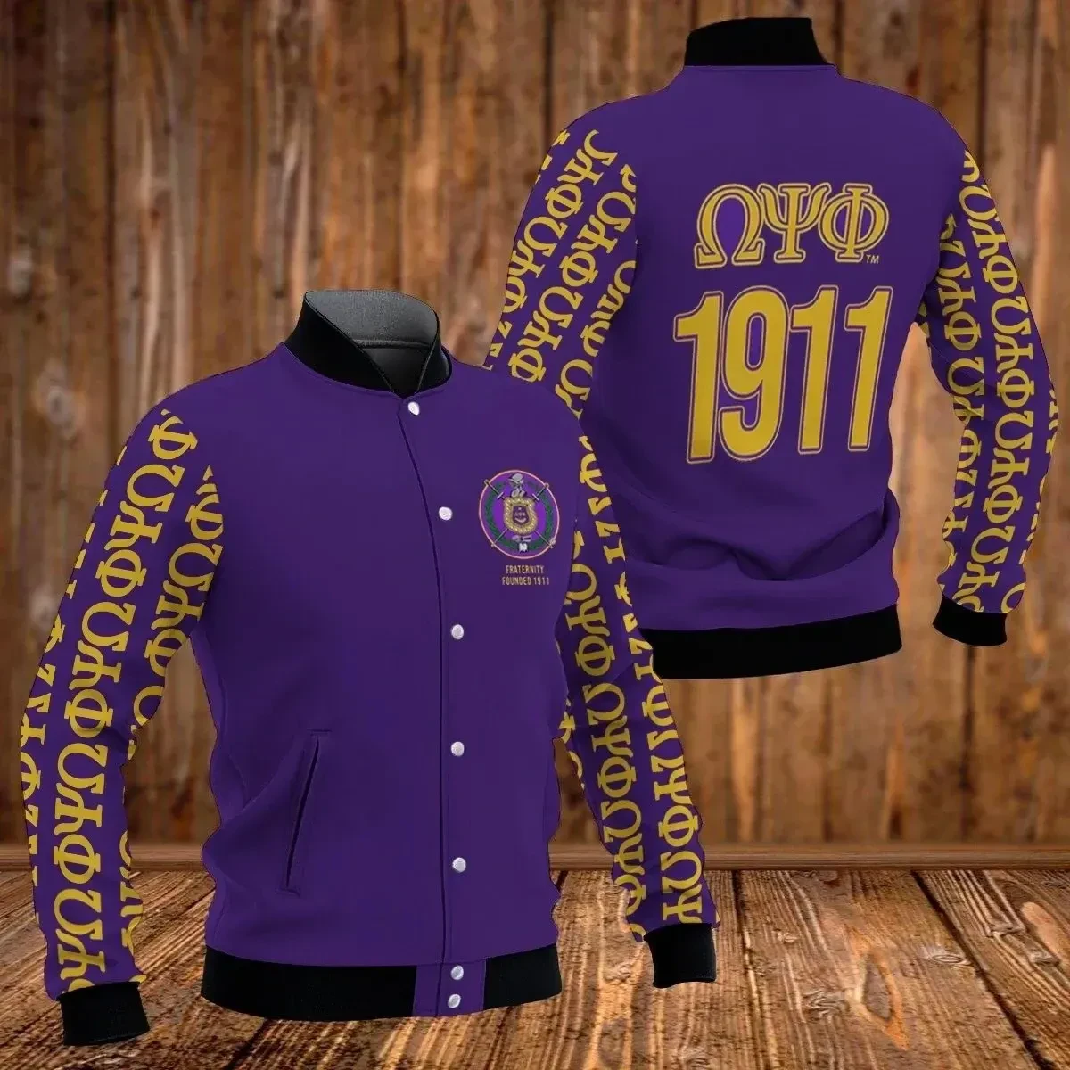 Africazone Greek Life Jacket The Oracle Omega Psi Phi Fraternity Baseball Jacket