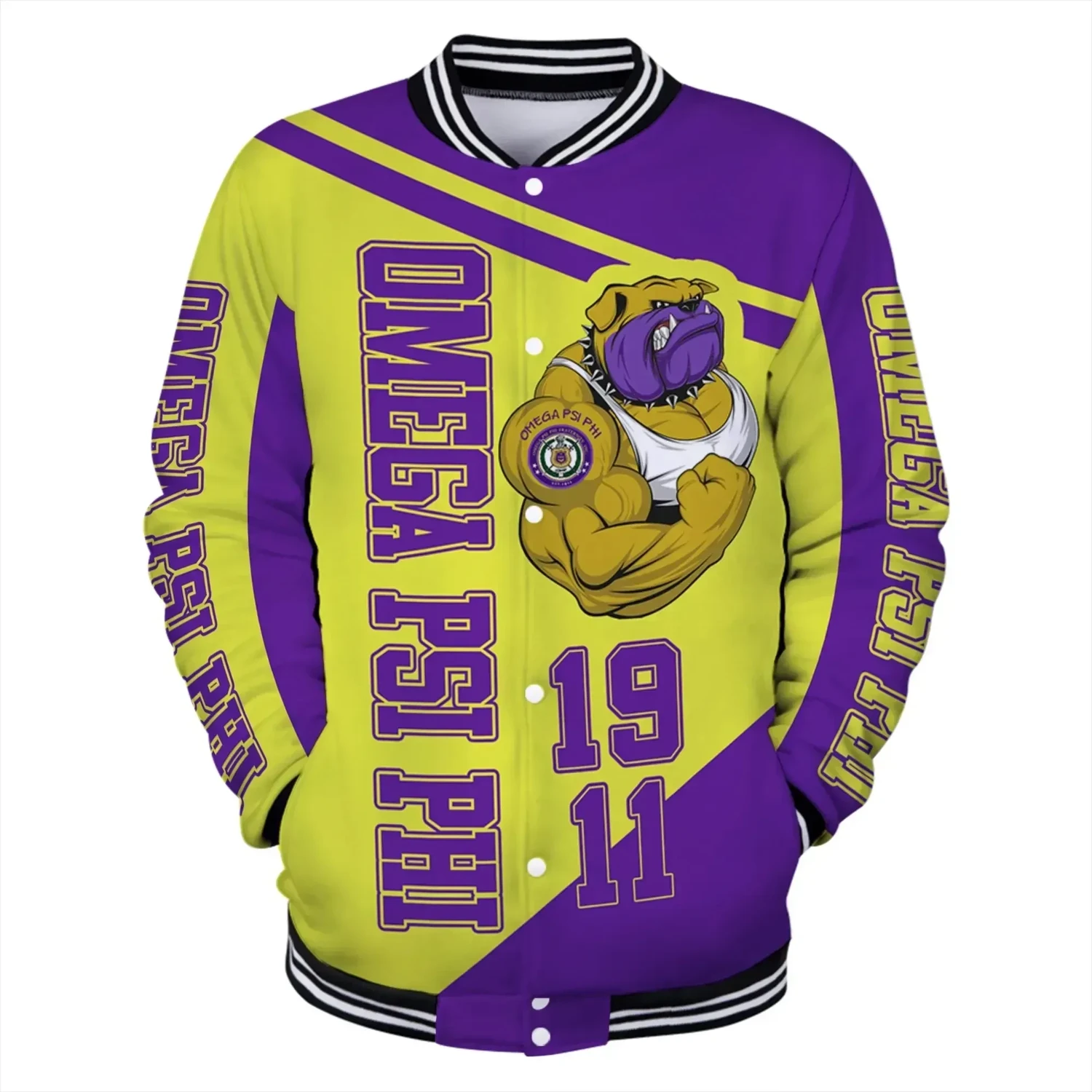 Omega Psi Phi 1911 Muscle Bulldog Baseball Jacket