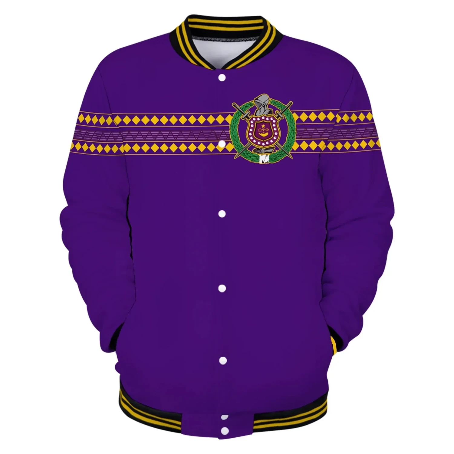 Omega Psi Phi Africa Map Baseball Jacket