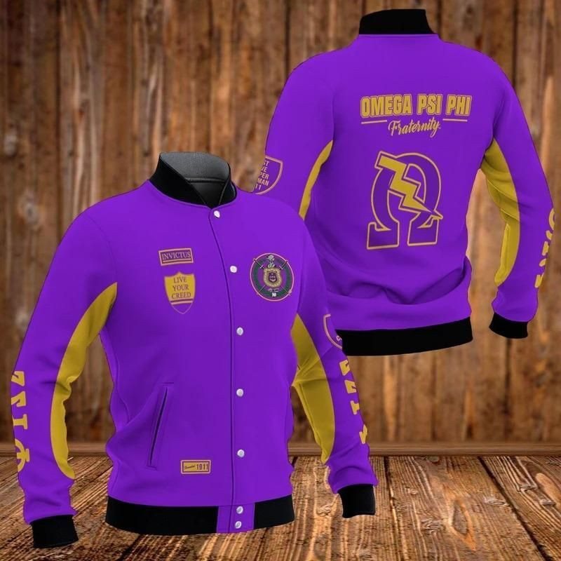 Africazone Greek Life Jacket Invictus Live Your Creed Omega Psi Phi Baseball Jacket