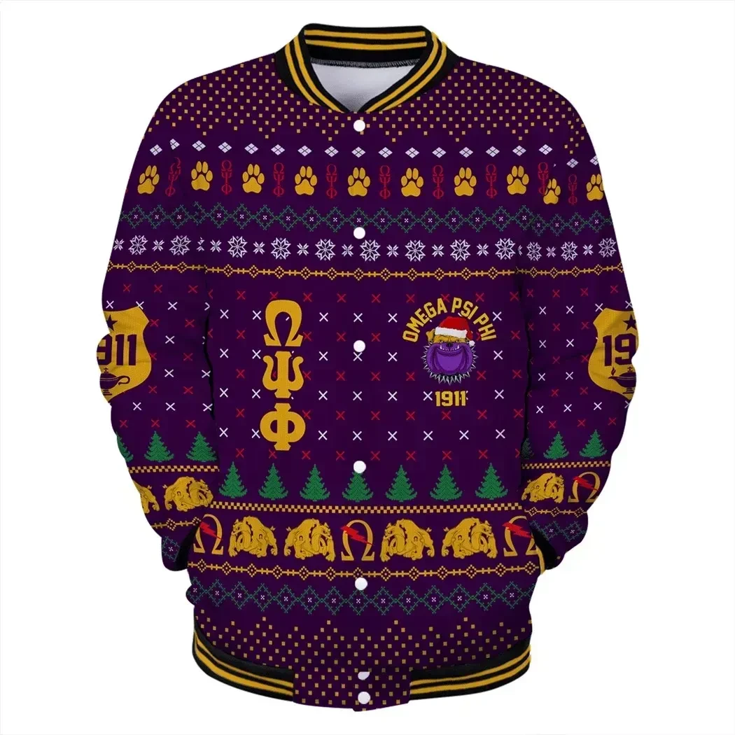 Lux Omega Psi Phi King Of Bulldogs Christmas Baseball Jacket