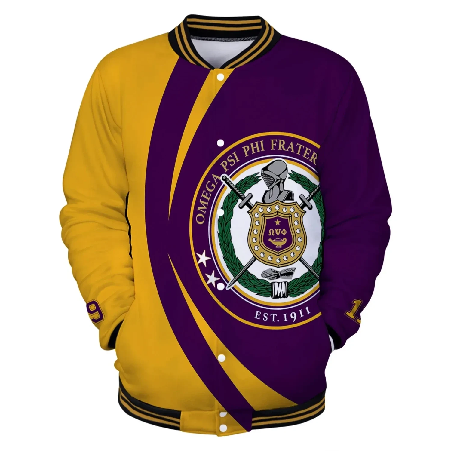 Omega Psi Phi Bulldog Circle Baseball Jacket