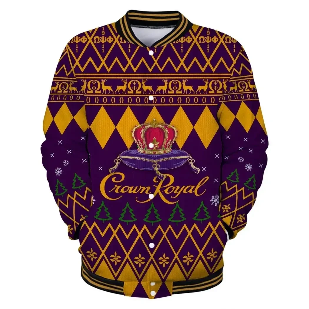 Lux Omega Psi Phi Crown Royal Christmas Baseball Jacket