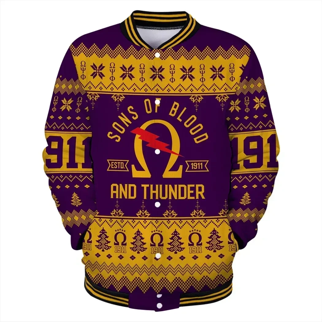 Lux Omega Psi Phi Sons Of Blood Christmas Baseball Jacket