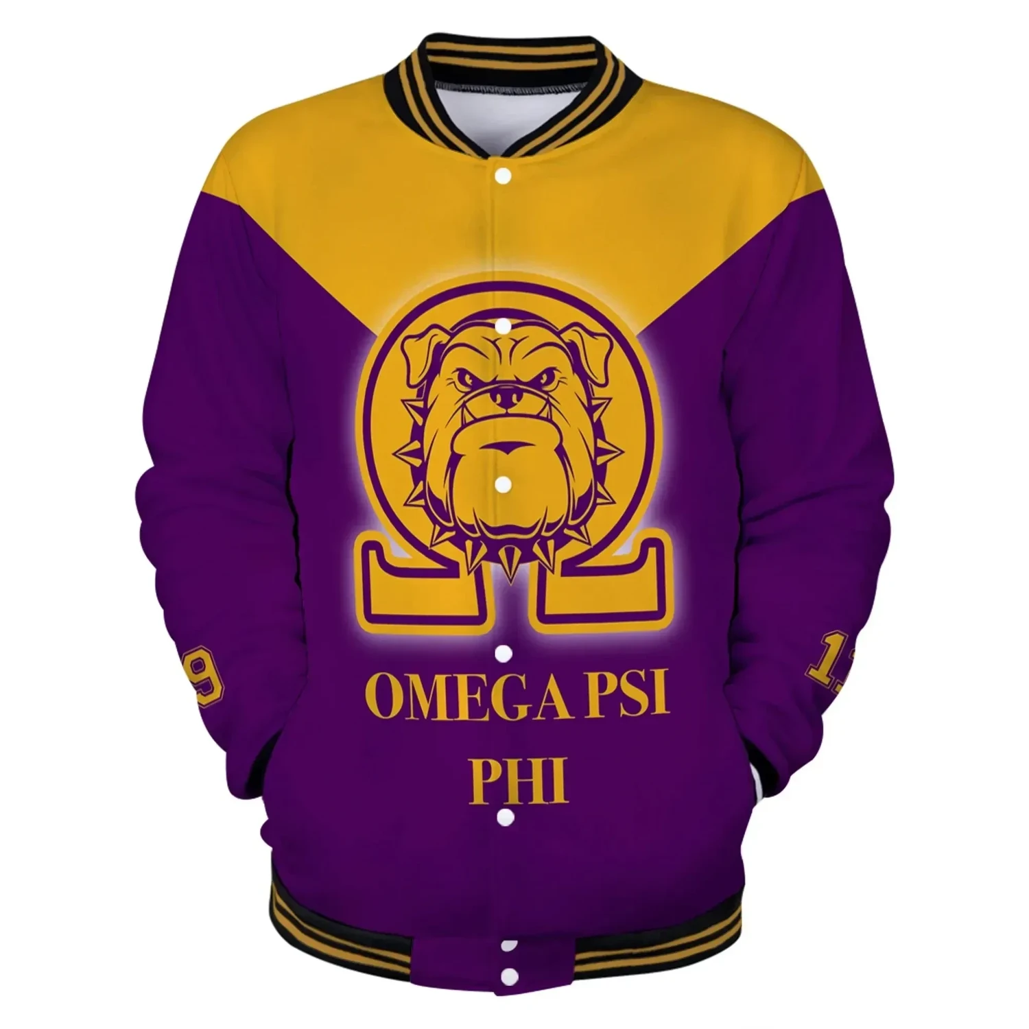 Omega Psi Phi Bulldog Chain Baseball Jacket
