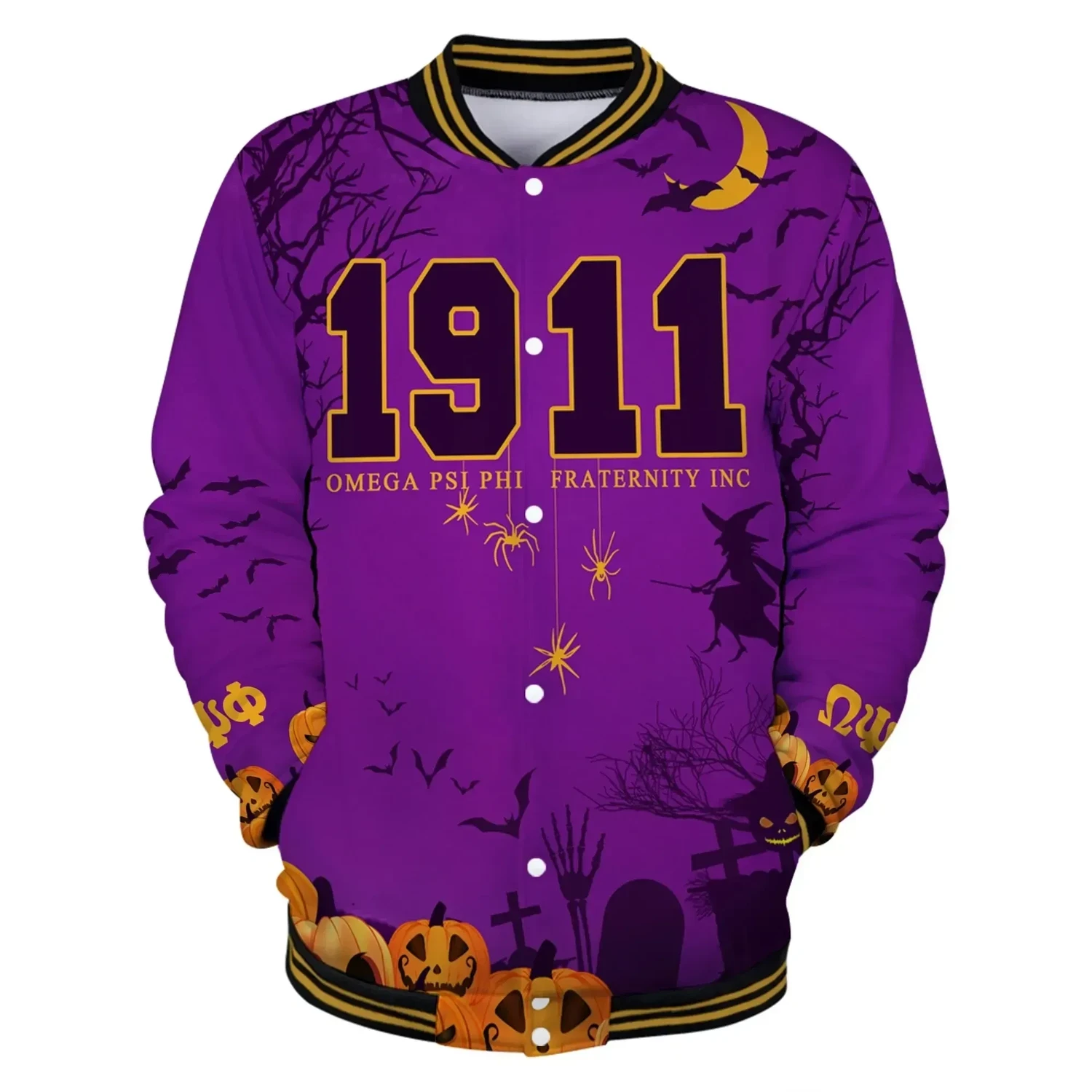 Omega Psi Phi Halloween Baseball Jacket