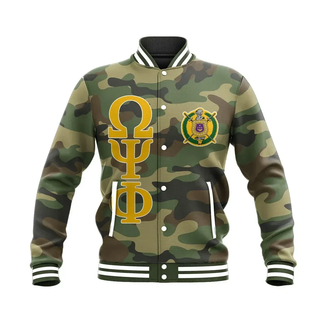 Military Thunder Bulldog Omega Psi Phi Baseball Jacket