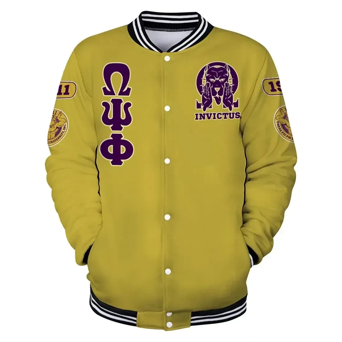 Omega Psi Phi Invictus Bulldog Baseball Jacket
