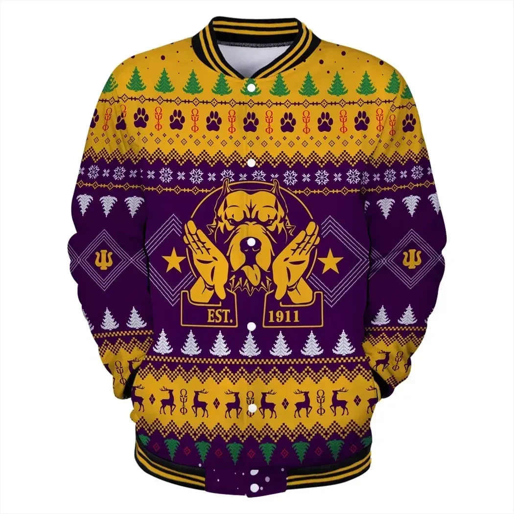 Omega Psi Phi Bulldog Hand Sign Christmas Baseball Jacket