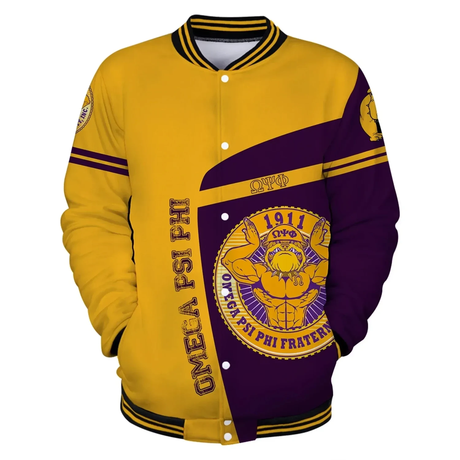 Omega Psi Phi Bulldog Sport Style Baseball Jacket