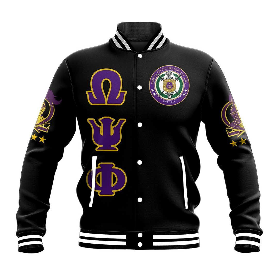 Africazone Greek Life Jacket Omega Psi Phi Letters Baseball Jacket