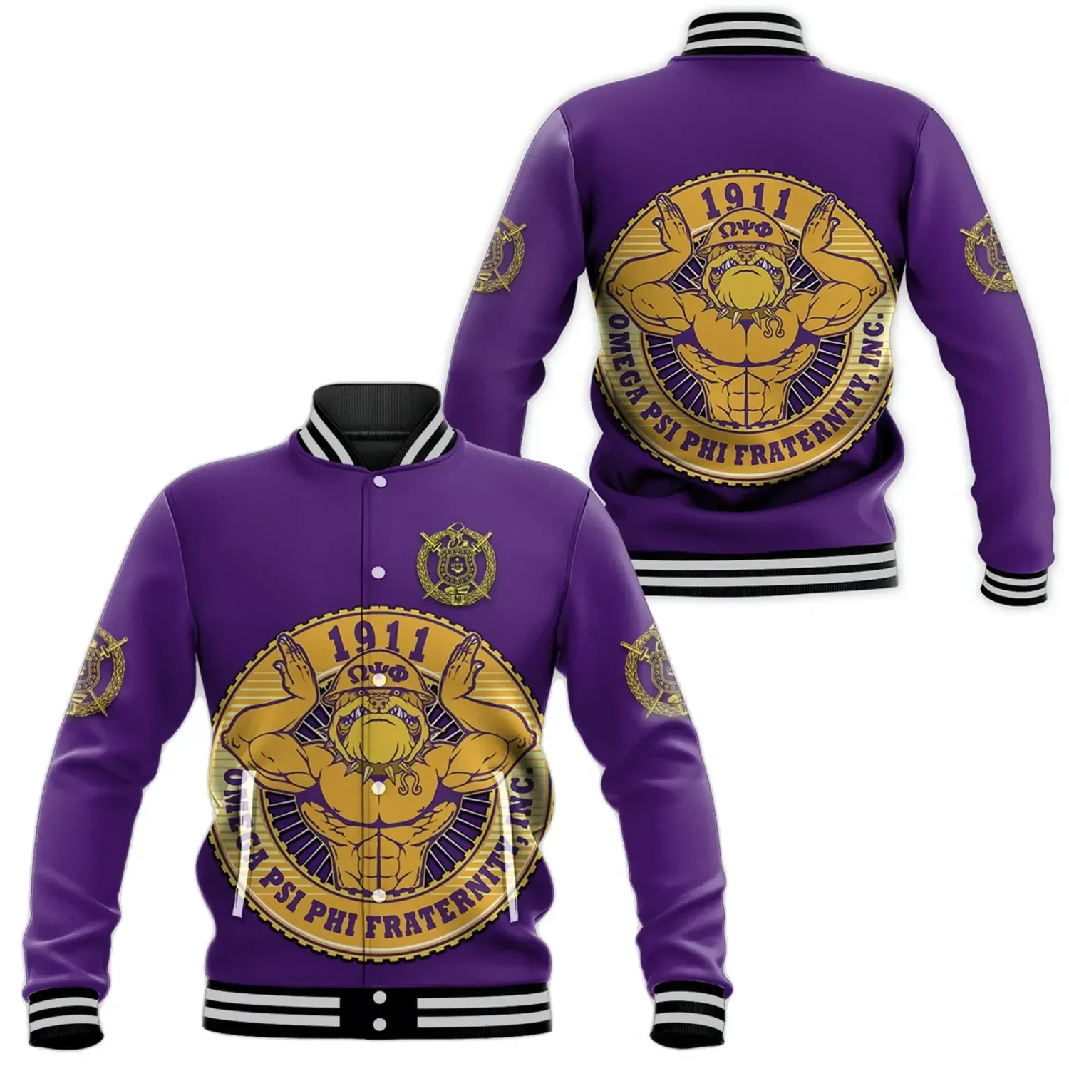 Omega Psi Phi Fraternity Que Dog Vibes Baseball Jacket