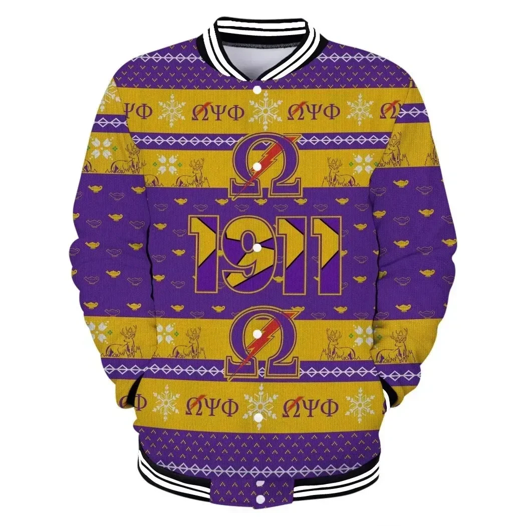 Lux Omega Psi Phi Thunder Christmas Baseball Jacket