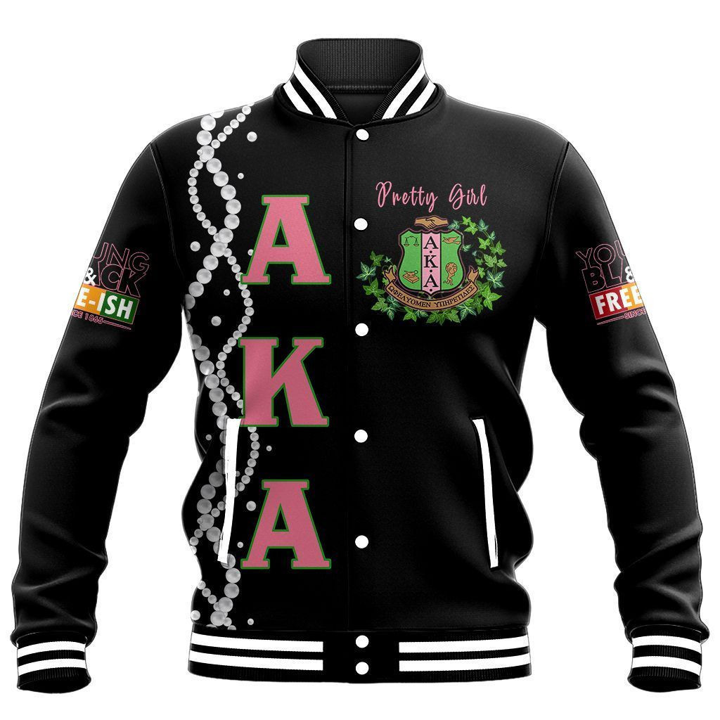 Gette Jacket Juneteenth Aka Sorority Pertty Girl Baseball Jacket