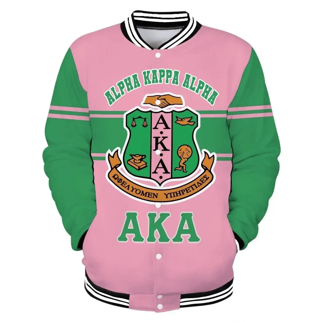 Gette Jacket Aka Sorority Green Line Baseball Jacket For Men Women