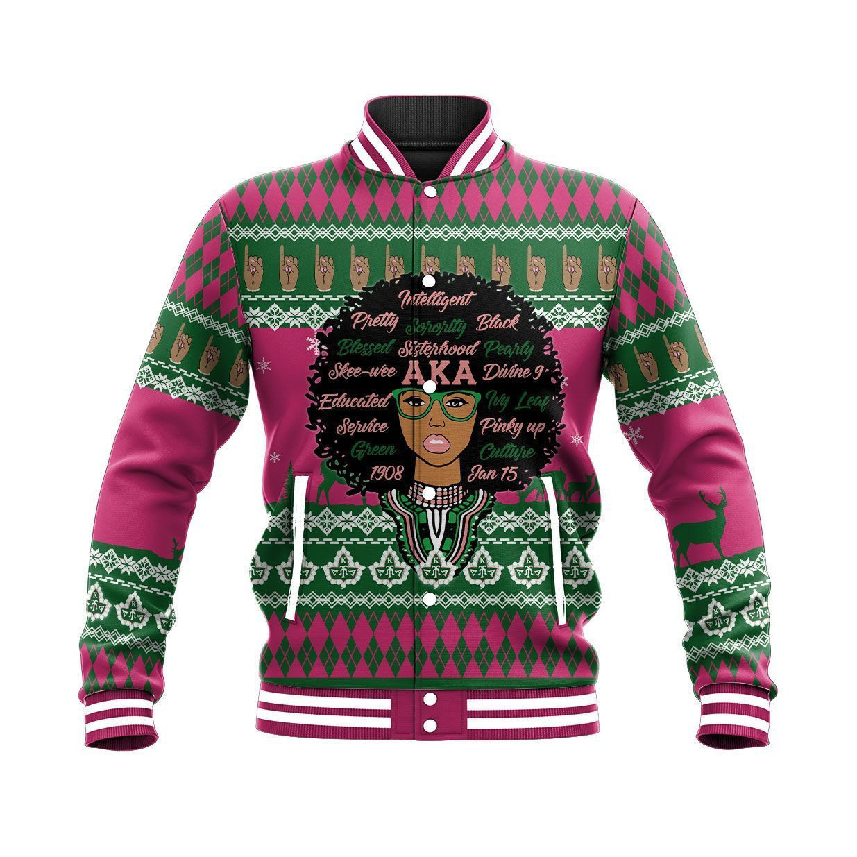Gette Jacket Lux Aka Sorority Woman Dashiki Christmas Baseball Jacket