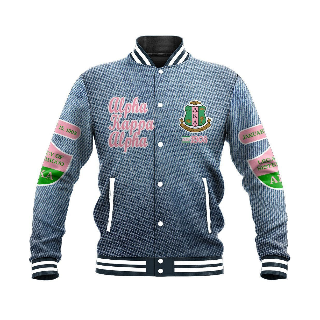 Gette Jacket Jeans Aka Sorority Baseball Jacket