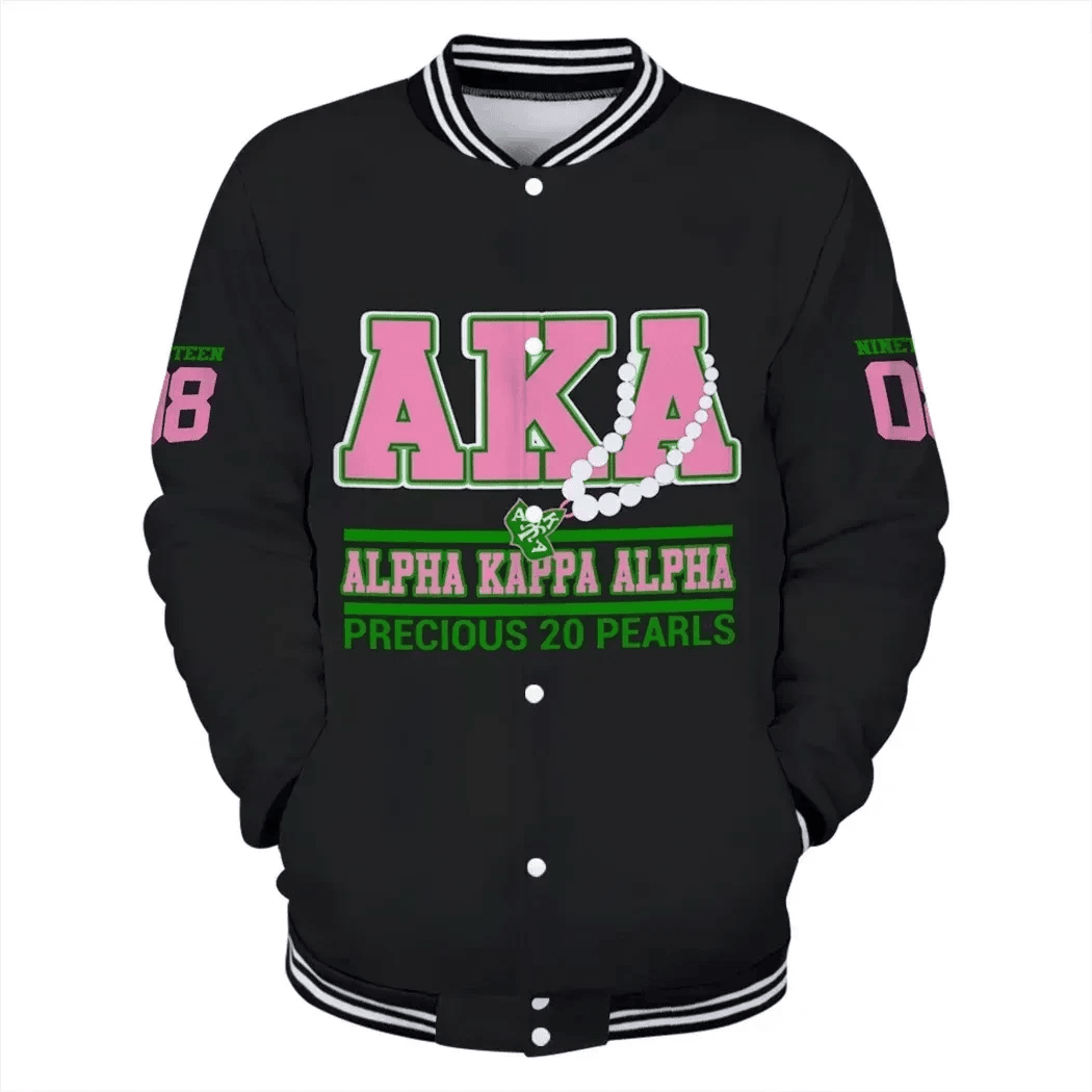 Gette Jacket Aka Sorority Precious Pearls Baseball Jacket