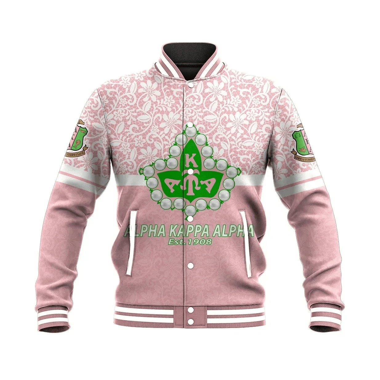 Gette Jacket Aka Sorority Flower Lace Baseball Jacket