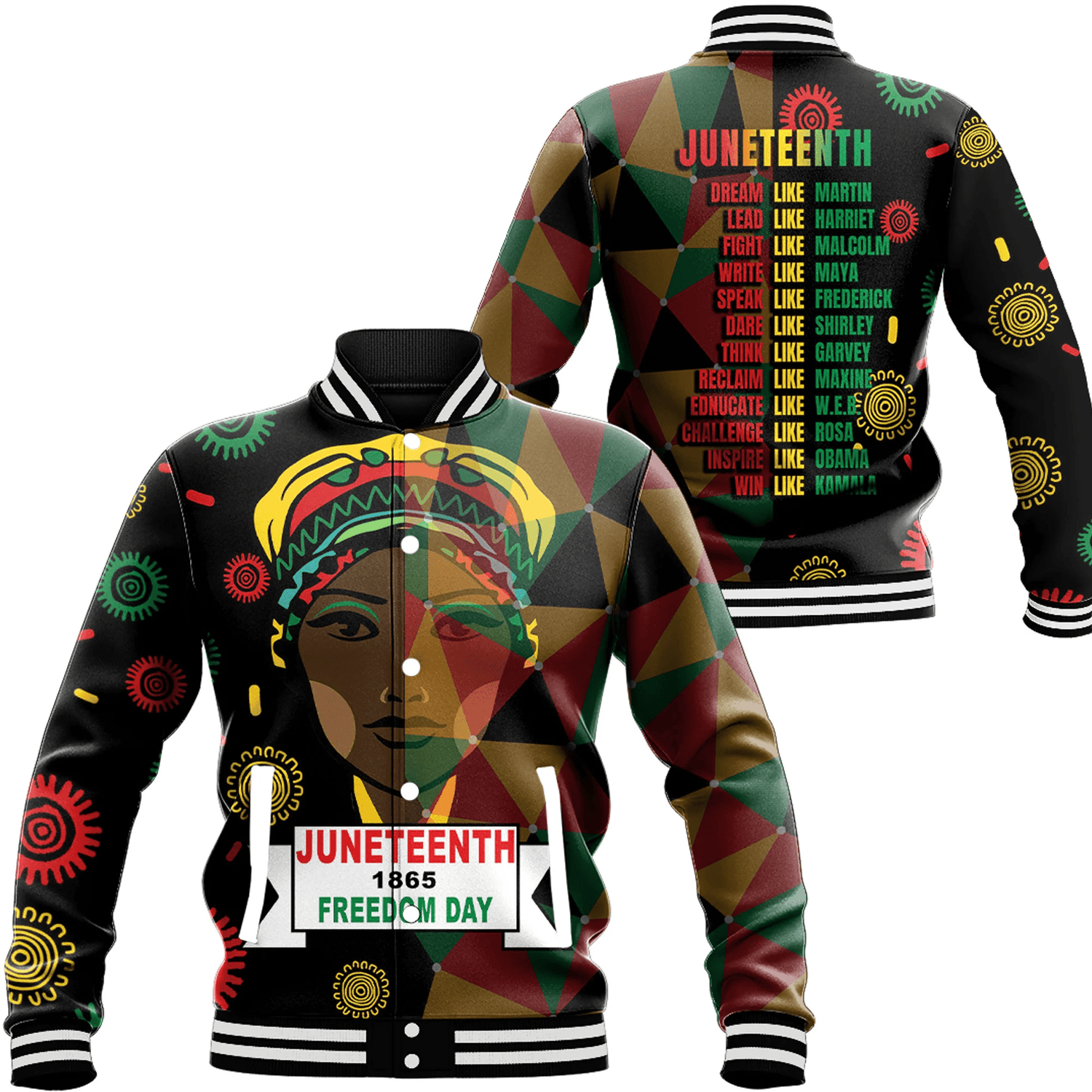 Slogan Juneteenth Baseball Jackets Button For Men Women